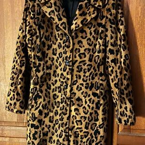 bebe Brown Leopard Print Teddy Jacket